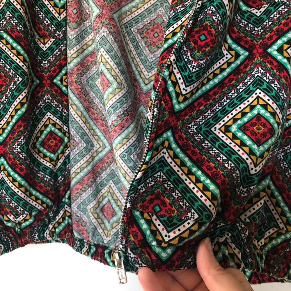 Geometric Patterned Zip Up Bomber Jacket - Picture 2 of 8